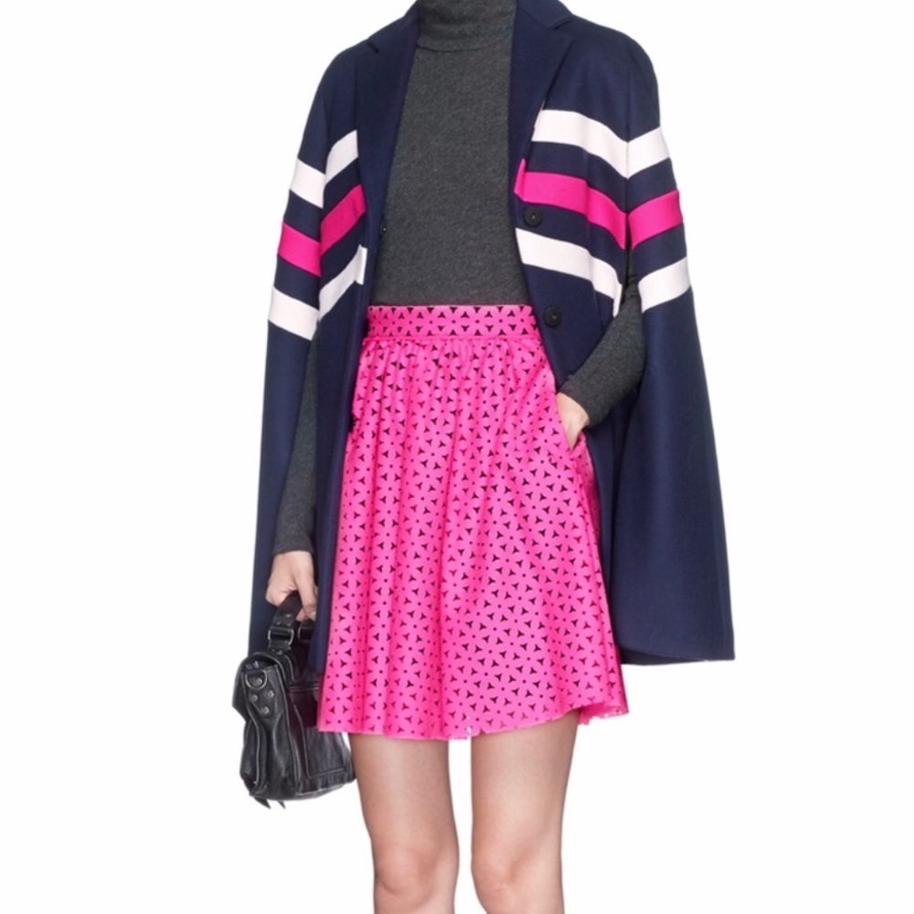 MSGM Chevron Stripe Wool Felt Cape Coat